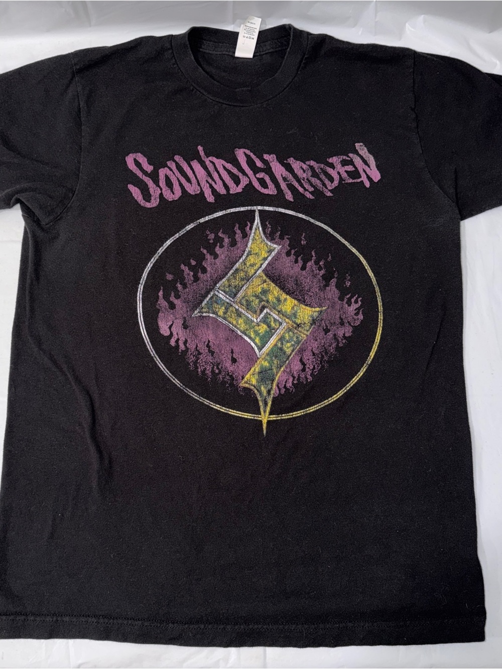 Tultex Black Short-Sleeve Soundgarden Graphic Tee with Purple and Yellow Print